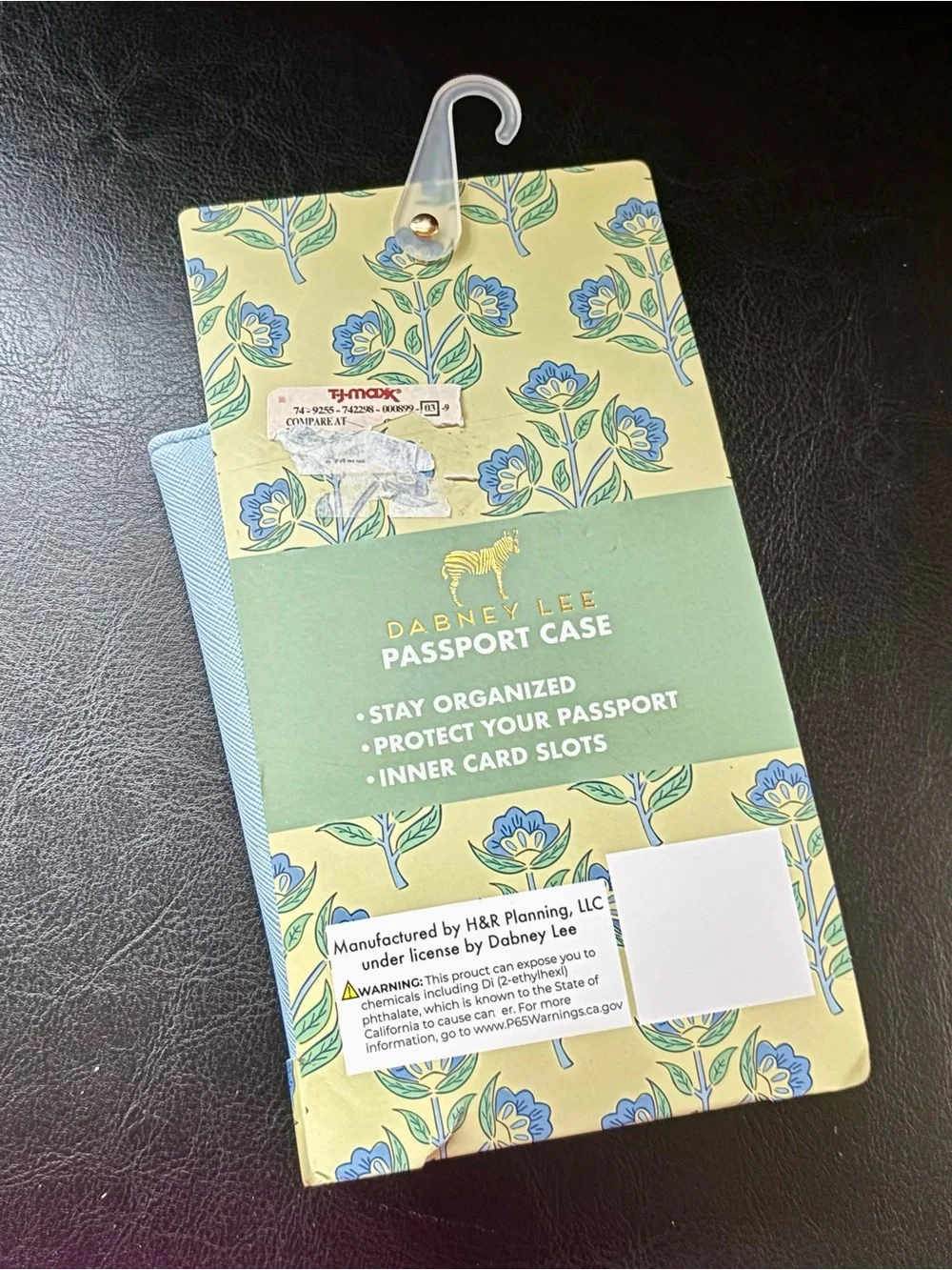 Dabney Lee  Light Blue Passport Case with Yellow Floral Trim